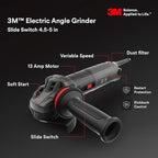 3M Electric Angle Grinder, 4.5-5 in Slide Switch, - Image 4
