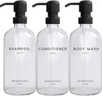 Clear Shampoo and Conditioner Dispenser Set by Brighter Barns by BrighterBarns