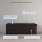BELLEZE Storage Faux Leather Ottoman, 47 Inch Bench Bedroom Bench - Image 4