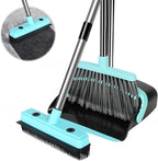 Broom with Dustpan Combo Set, Pet Hair Rubber Broom with Carpet Rake and by Unknown