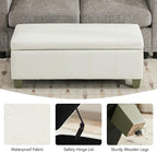 41" Faux Leather Storage Ottoman, Stitch Tufted Rectangle Upholstered End of - Image 4