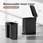 Small Trash Can with Lid Soft-Close, 6 L/1.6 Gal Bathroom Garbage Can with - Image 2