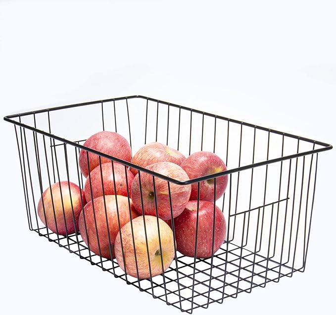 16" L x 12" W Wider Freezer Storage Organizer Baskets Container, Deep Metal - Image 2