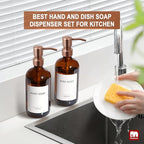 GMISUN Amber Glass Soap Dispenser, 2 Pack Bathroom Hand Soap Dispensers - Image 6
