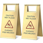 Kigley 2 Pcs Wet Floor Sign, 17 Inch Stainless Steel Caution Wet Floor Sign by Kigley