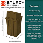 32 Gallon Square Slatted 100% Recycled Plastic Heavy-Duty Commercial Outdoor or - Image 2