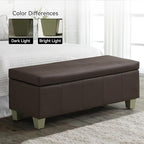 41" Faux Leather Storage Ottoman, Stitch Tufted Rectangle Upholstered End of - Image 8