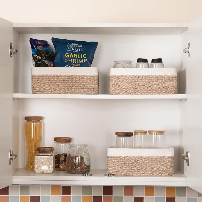 3 Pack Small Storage Baskets for Organizing, Cute Woven Decorative Gift Baskets - Image 6