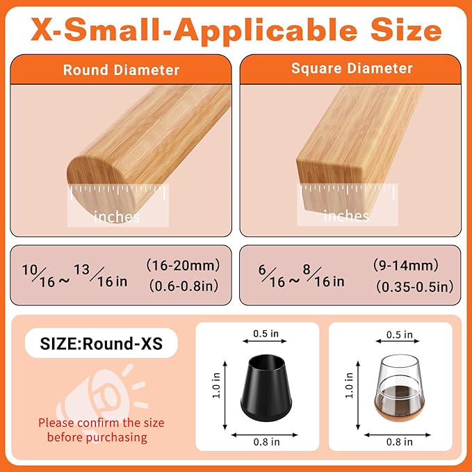 Chair Leg Floor Protectors Extra Small 24Pcs, Silicone Chair Leg Protectors - Image 2