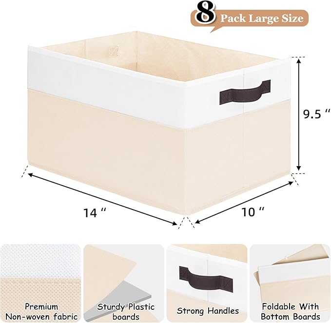 Criusia 8 Pack Large Storage Basket, Fabric Blanket Basket Living Room - Image 2