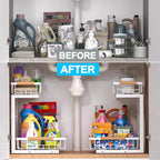 Under Sink Organizer 2 pack, 2 Tier Slide Out Under Sink Organizers And Storage - Image 7