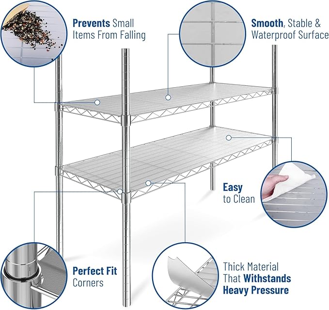 Shelf Liners for Wire Shelf System: Set of 5 in Graphite: 24 x 60 inch: Plastic - Image 5