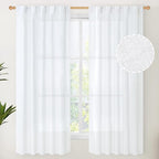 YoungsTex White Linen Semi Sheer Curtains 63 Inch Length by YoungsTex