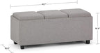 SIMPLIHOME Avalon 42 inch Wide Contemporary Rectangle Storage Ottoman in Cloud - Image 3