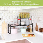 Expandable Cabinet Shelf Organizer Rack, Stackable Kitchen Counter Storage - Image 3