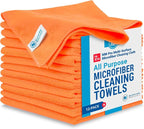 MW Pro Microfiber Cleaning Cloth | Orange | 12 Pack | 16” x 16” | All Purpose by MicrofiberWholesale