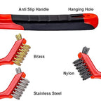 3Pcs Mini Wire Brush Set, Stainless Steel/Brass/Nylon Bristles Wire Brushes - Image 4