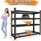 Storage Shelves Heavy Duty 2 PCS, 4-tier Adjustable Metal Industrial Utility - Image 3