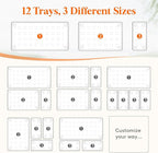 Lifewit 12 Pcs Large Bathroom Drawer Organizers, 3 Sizes Clear Plastic Storage - Image 3