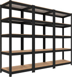 HOMEDANT House Black 5 Tier 24.4" W Laminated Metal Shelving Unit Adjustable by TheBestOrganizingSolution