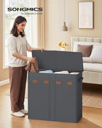SONGMICS 55.4 Gallon Laundry Hamper, 4-Compartment Laundry Basket Sorter - Image 2