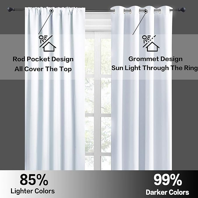 RYB HOME White Room Darkening Curtains - Image 5