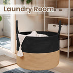 Woven Blanket Basket, 115L Large Rope Storage Bin - Image 7