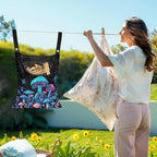 Blue Mushroom Adjustable Door-Hanging Laundry Clothespin Bag Clothespin Storage - Image 2