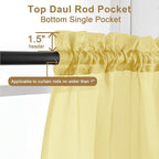 Chyhomenyc Yellow Sheer Curtains 45 Inch Long 2 Panels, Light Filtering Rod - Image 5