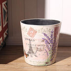 PU Leather Small Trash Can Wastebasket, Round Garbage Container Basket - Image 3
