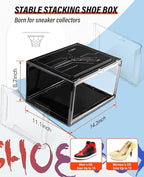 KDOR Clear Shoe Boxes Stackable, 3 Pack Shoe Storage Box - Image 2
