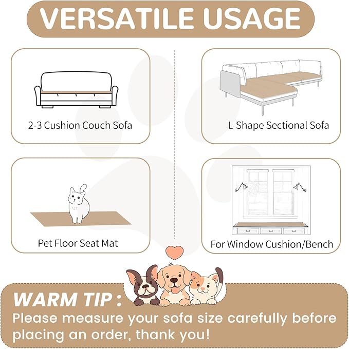 OTOB Couch Cover for Dogs Washable, Non Slip Plush Fuzzy Sofa Covers for 3 - Image 5