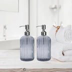 Grey Glass Soap Dispenser 18 oz, 2 Pack Hand Dish Soap Dispensers Bathroom - Image 6