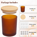 CONNOO 15-Pack 7oz Fall Amber Candle Jars - Image 3