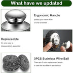 Steel Wool Scrubber with 2 Handles & 3 Replacement Wire Sponge - Image 2