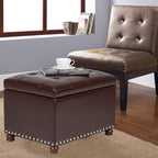 Leather Storage Ottoman Bench Foot Rest Stool - Image 10