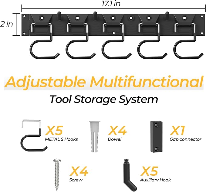 34 Inch Garden Tool Organizer Wall Mount - Image 6