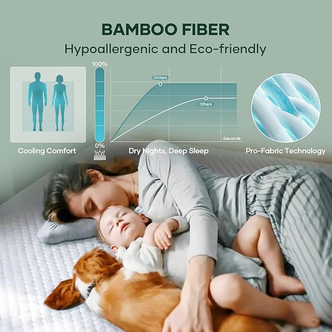 OhGeni 100% Waterproof Mattress Protector, Twin Size Mattress Pad, Fits 6"-20" - Image 4