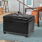 24'' Leather Storage Ottoman Rectangular Foot Rest Stool - Image 2