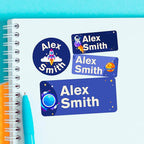Personalized Name Tag Stickers for Kids | Space-Themed Waterproof Labels for by Cryptonite