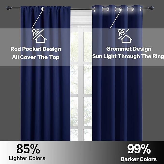 RYB HOME Kitchen Curtains Blackout Half Window Short Drapes - Image 5