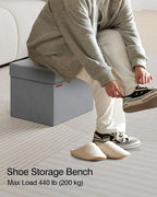 Folding Storage Ottoman, Velvet Storage Bench, Foot Stool, - Image 4