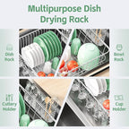 Dish Drying Rack in Sink, Extendable Stainless Steel Dish Drainers - Image 3