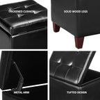 Adeco Storage Ottoman Foot Rest Stool, Leather Ottoman Footstool - Image 4