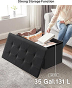 Folding Storage Ottoman, Velvet Storage Bench, Removable Divider, - Image 3