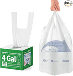 Small Trash Bags with Handles 4 Gallon 200 Count White by KeenEcho