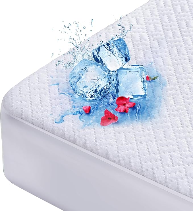 Cooling Waterproof Mattress Protector Twin Size, Mattress Cover 3D Air Fabric by Hanherry