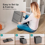 Folding Storage Ottoman Bench, 15 Inches End of Bed Bench, Folding Ottoman - Image 6