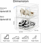Pinkpum Upgraded Hard Shoe Storage Box 12 Pack X-Large Fit Size 12, Thicken & - Image 2