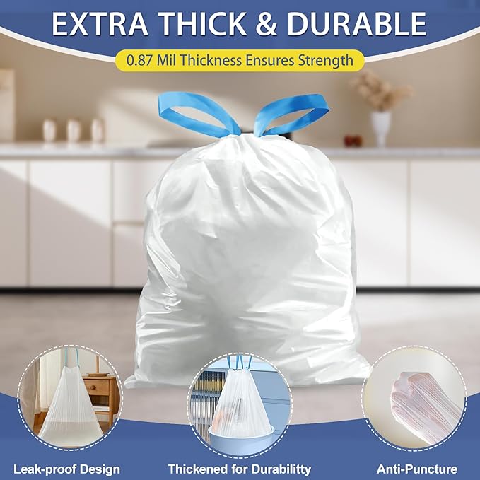 150 Count 8 Gallon Trash Bags Drawstring - Image 6